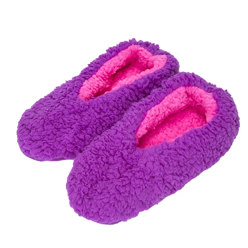 Новинка; теплые домашние женские шерстяные тапочки; хлопковая обувь; плюшевые женские тапочки; флисовая домашняя обувь; женские домашние тапочки - Цвет: purple