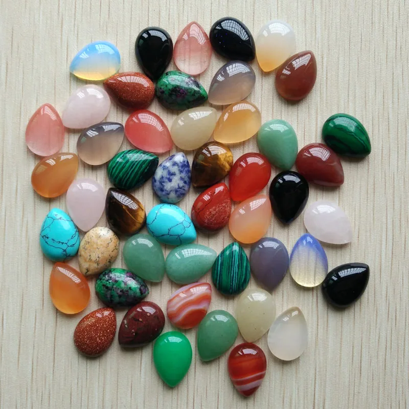 

Free shipping 50pcs/lot Wholesale 13x18mm assorted natural stone water drop CAB CABOCHON beads for jewelry accessories making