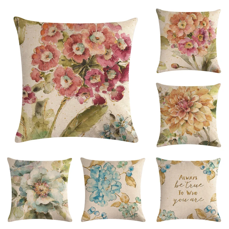 

Oil Painting Pattern Plant Flower And Words Pillow Case Married Couples Kitten Cushions Cover Outdoor Chair Cushions 45x45cm