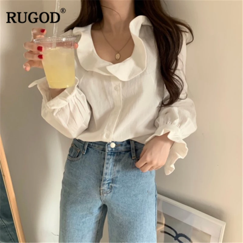 RUGOD с гофрированным воротником на каждый день белые женские туфли однотонная