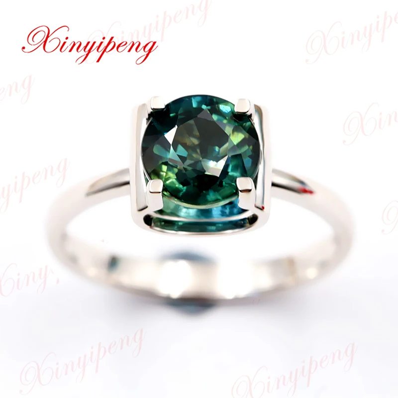 

Xin yi peng 18 k white gold inlaid natural sapphire ring female ring 2.075 carat design is simple and easy