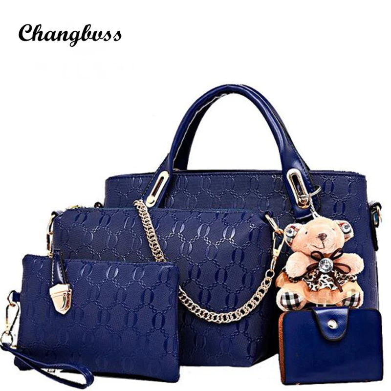 

4 Pcs/set Emboss Pu Leather Women Messenger Bags New Design Fashion Ladies Crossbody Bags Female Shoulder Bags bolso mujer