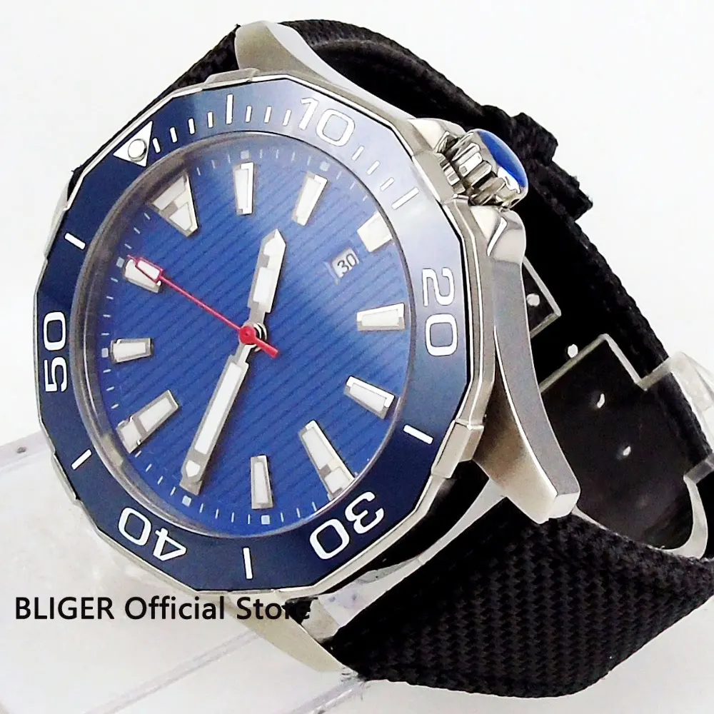 

Luxury 45mm Automatic Men's Watch Auto Date Silver Case Self Winding Wristwatch