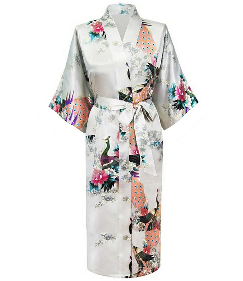 Модные золотые китайский Для женщин шелковый халат кимоно Банный халат для женщин; сезон весна Mujer Pijama Размеры S M L XL XXL XXXL Xsz026A - Цвет: Белый