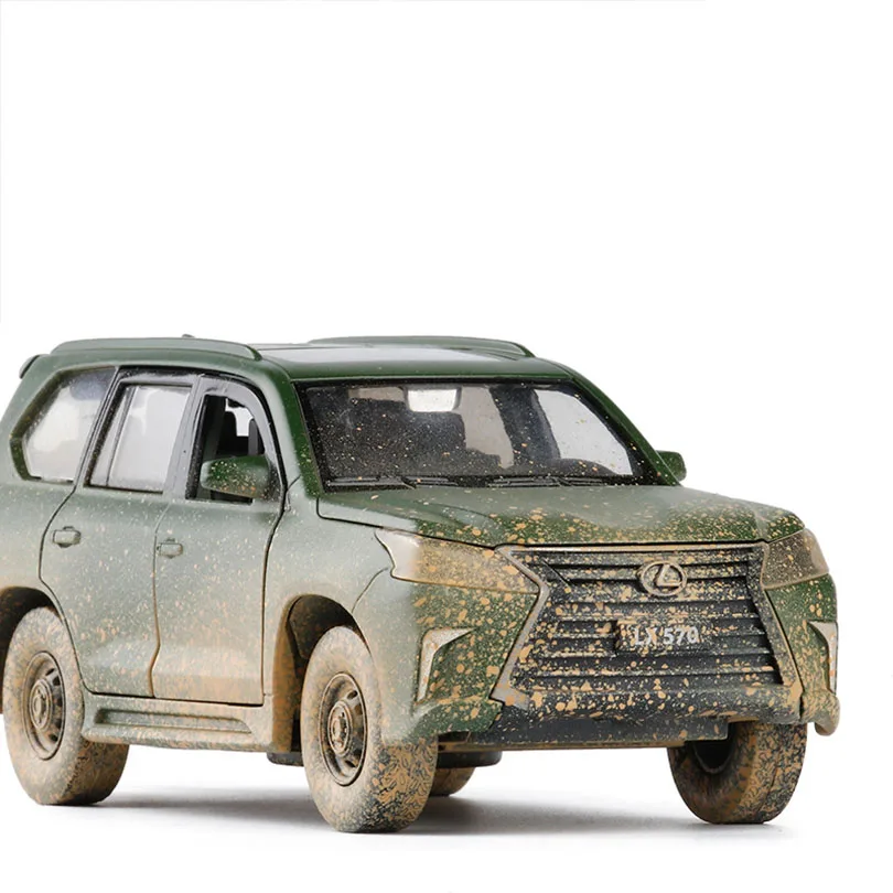 1/32 LEXUS LX570 Игрушечная модель автомобиля из сплава, детские игрушки, настоящая Лицензионная коллекция, военный внедорожник - Цвет: Зеленый