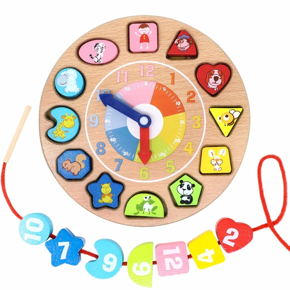 wooden teaching clock