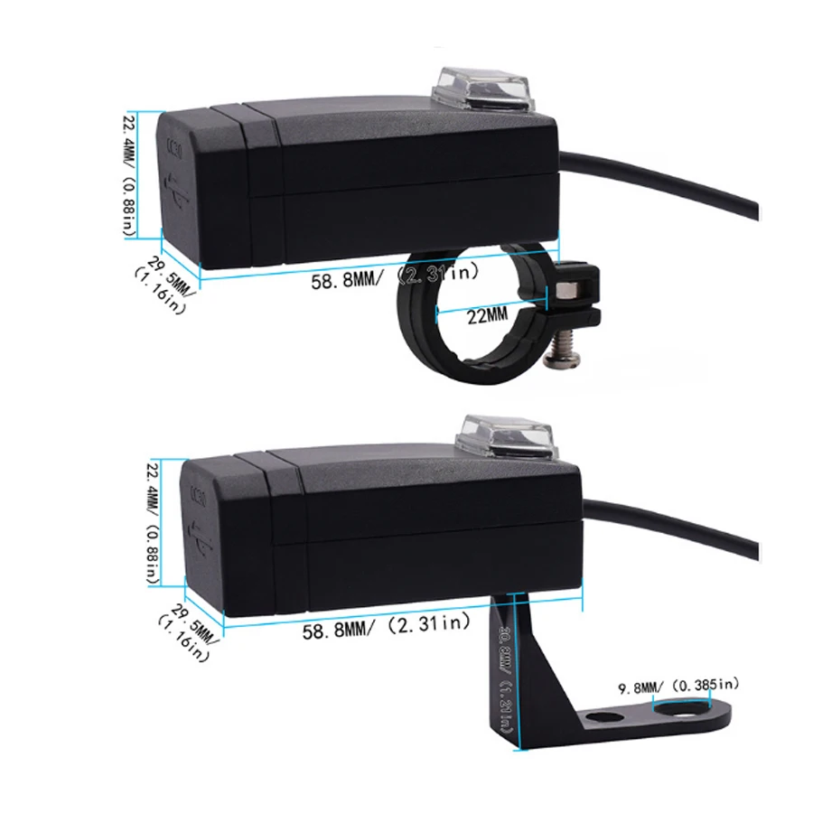 Универсальный мотоцикл QC 3,0 Быстрая зарядка сотового телефона DC20-90V двойной USB с переключателем водонепроницаемый