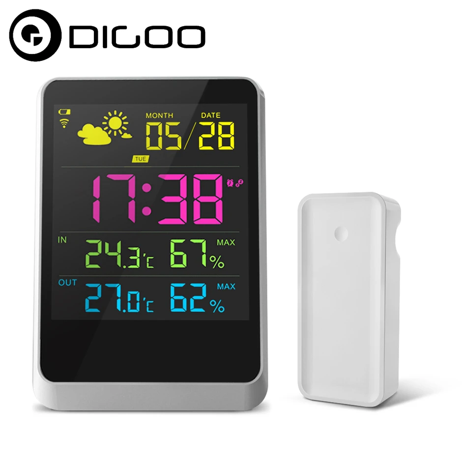 DIGOO DG-TH11200 HD красочные мини Метеостанция термометр гигрометр Температура Влажность сенсор часы с функцией повтора