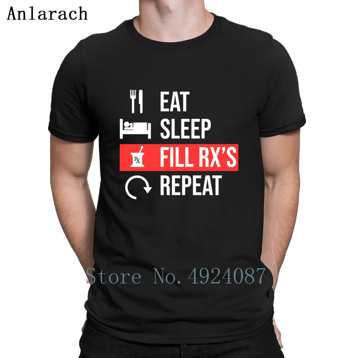 Eat Sleep заполнить Rx с повторить фармацевт аптека футболка Одежда высшего качества