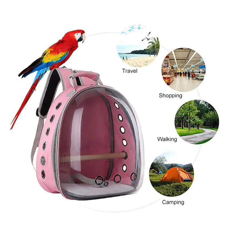 

Pet Parrot Carrier Bird Travel Bag Space Capsule Transparent Backpack Breathable 360° Sightseeing