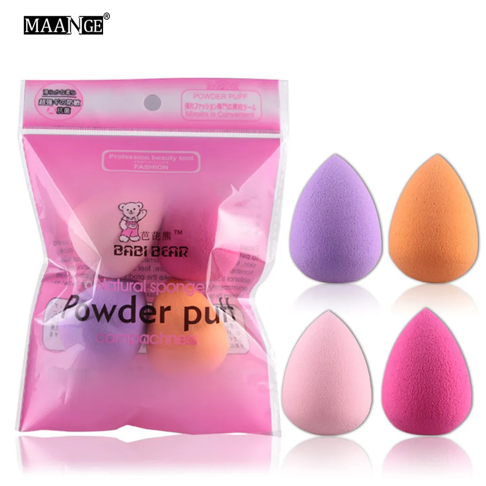 

4 Colors Soft Mini Droplet Shape Foundation Makeup Sponges Puff BB Cream Concealer Blusher Cosmetics Make Up Be Tools
