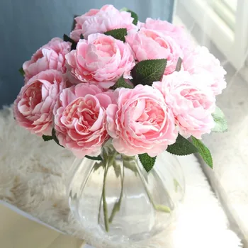 Silk roses white artificial flowers peony for home decoration pink peony fake flowers DIY wedding decor wall high quality flores
