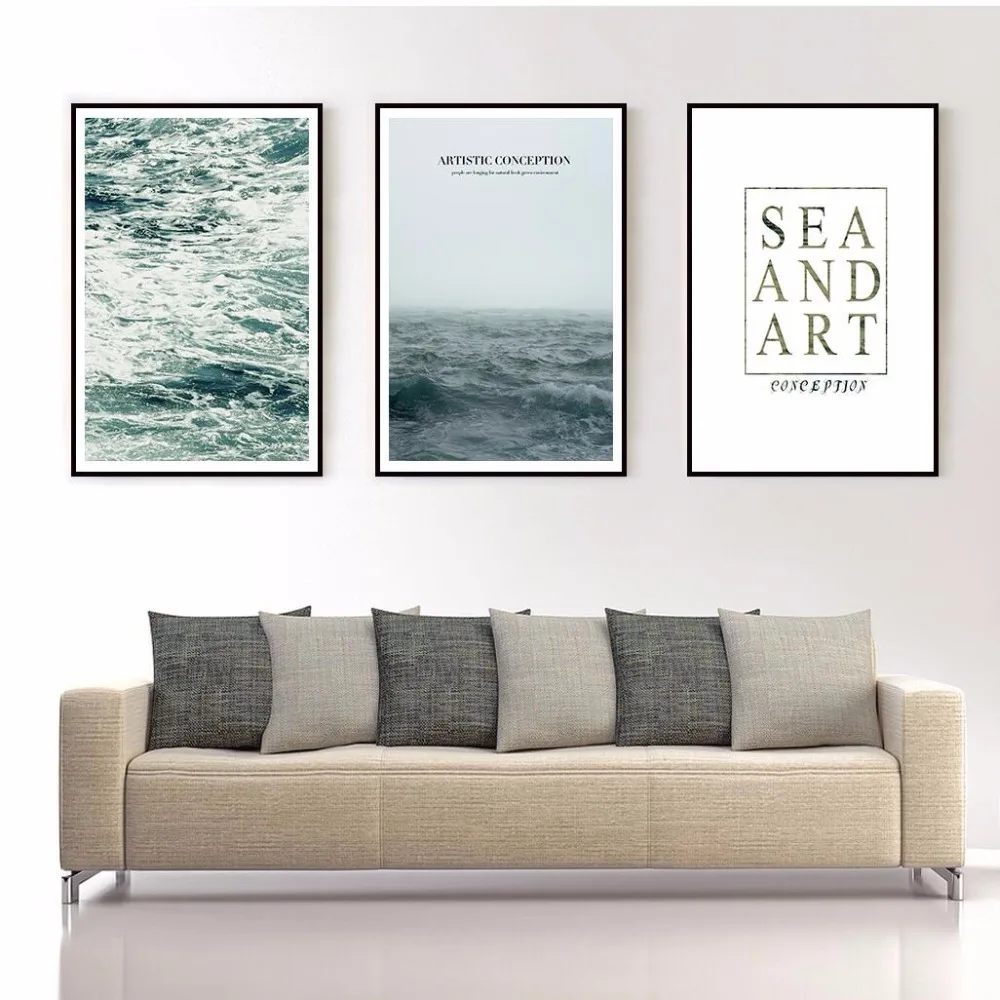 

Morden Home Decoration Sea and Art Canvas Painting Abstract Wall Art Wall Pictures Sea Painting For Living Room Nordic Poster
