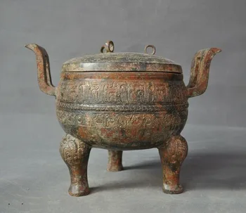 

wedding decoration Zhou dynasty Bronze Ware Dragon beast pattern tripod Wineware Crock tank pot jar