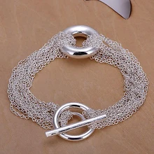 Высокого качества серебряные ювелирные изделия двойной бесконечный, многослойный браслет серебряный модный браслет женский веб-браслет