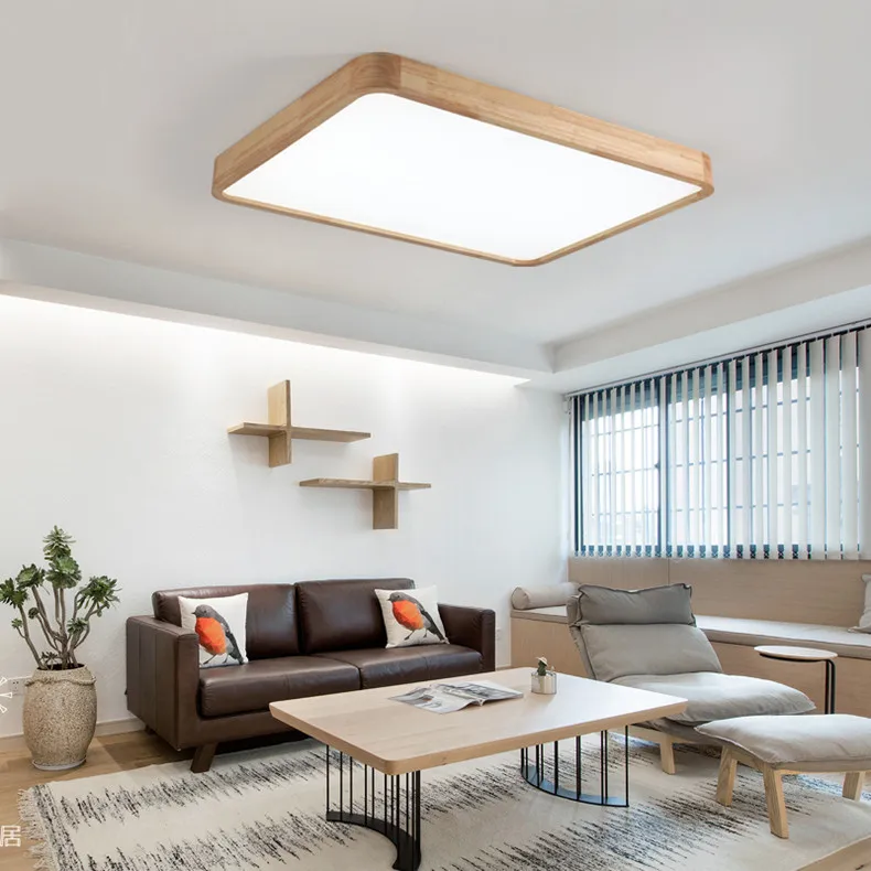 Wood Art Modern LED Ceiling Light Fixtures for Living Dining Room Bedroom Home Decoration Indoor Lighting Lampara Techo 19
