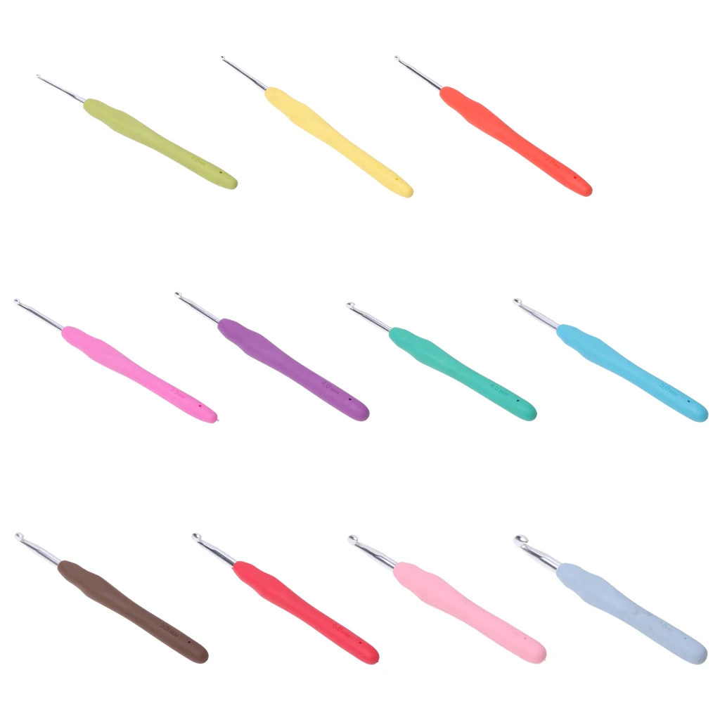 

Ergonomic Multi Colour Crochet Hooks Yarn Knitting Needles 2-8mm with Case Tool