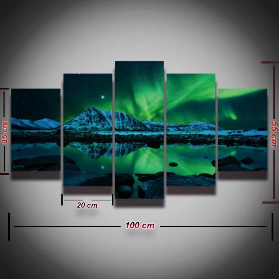 Printed The aurora borealis landscape picture painting spectacle 5