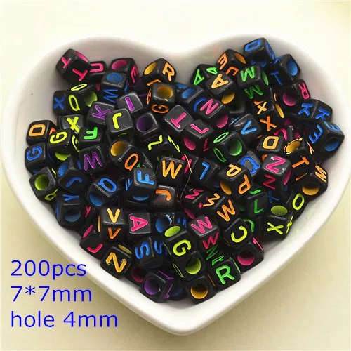 

7*7mm square multicolor color Alphabet /Letter Acrylic Spacer Beads fee shipping
