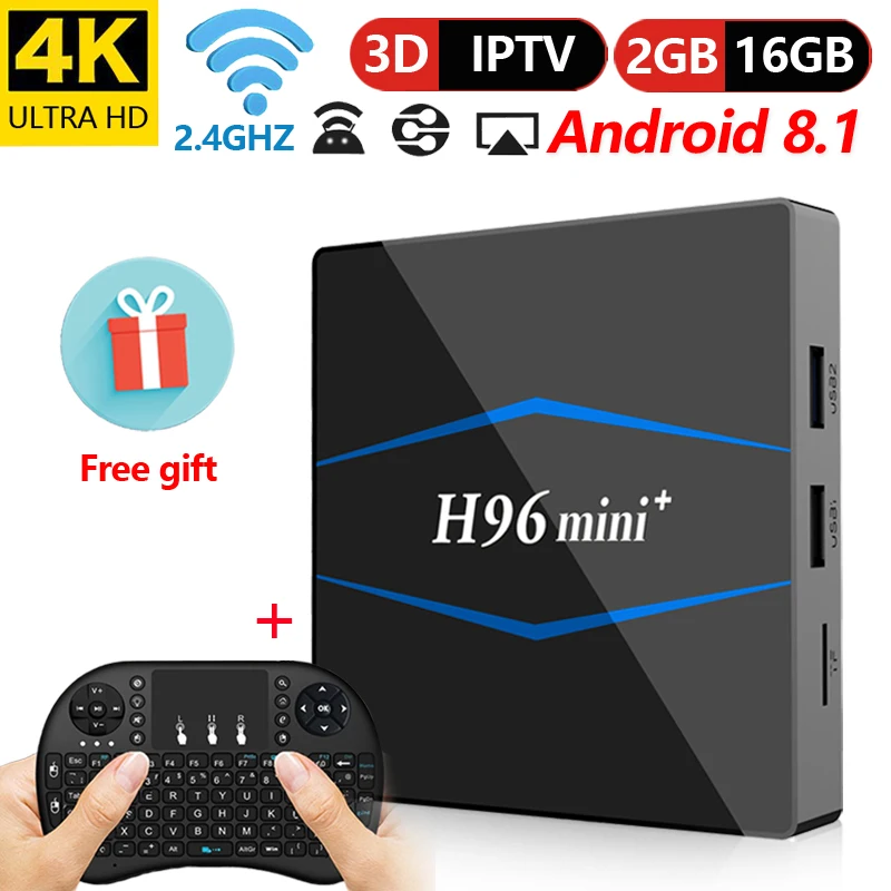 H96 мини умный Android 8 1 ТВ бокс Rockchip RK3229 Четырехъядерный 4k 100M 2 gb 16 Miracast WiFi медиаплеер