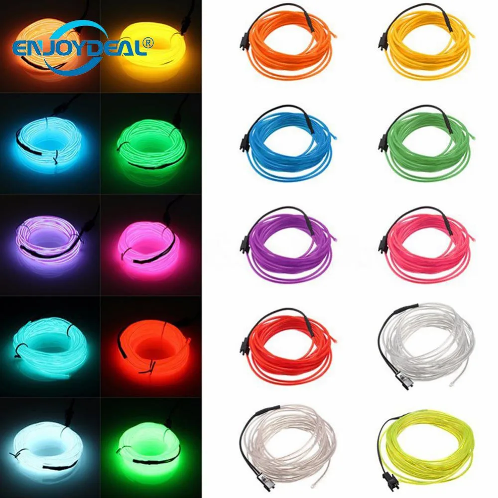 

DC12V 1/2/3/5M Neon LED EL Wire Waterproof Cable Lamp Glow Flexible String Light Tube For Party Dance Decoration