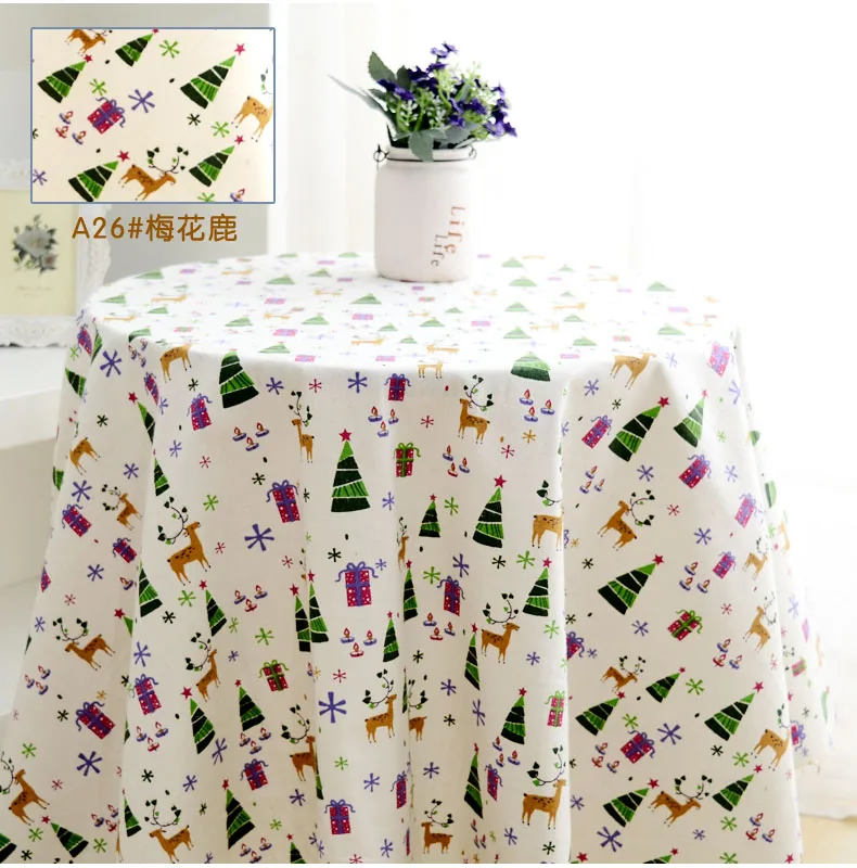 Хлопковая ткань с рождественской елкой и оленем 50x150 см|fabric cloth|deer fabriccloth fabric |