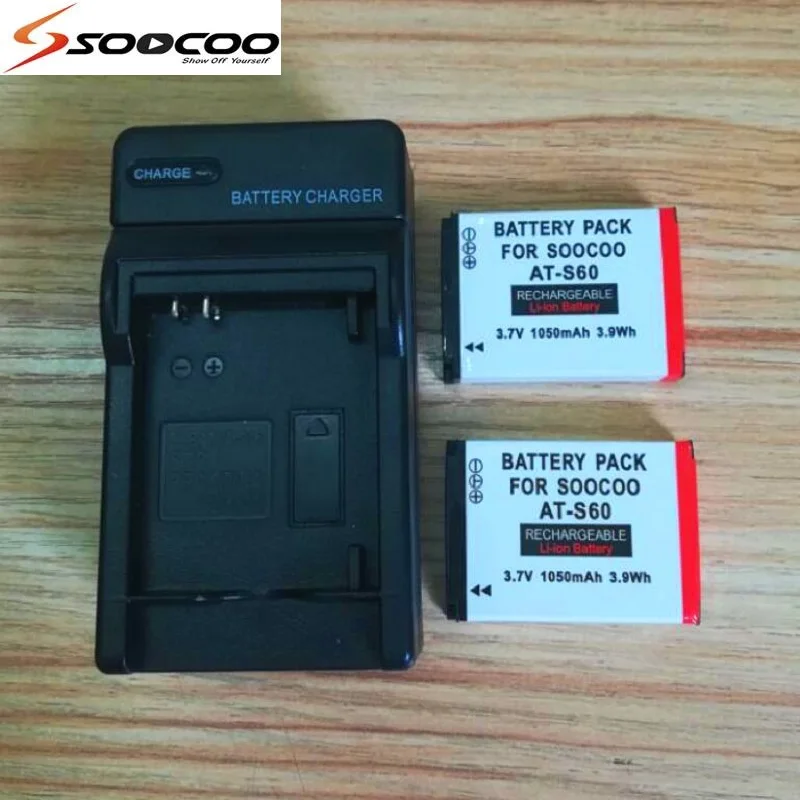 Для soocoo S80/S70/S60/S60B экшн Камера аксессуары 1050 мА/ч, Батарея с Зарядное устройство для s70 s60 S80 спортивные Камера