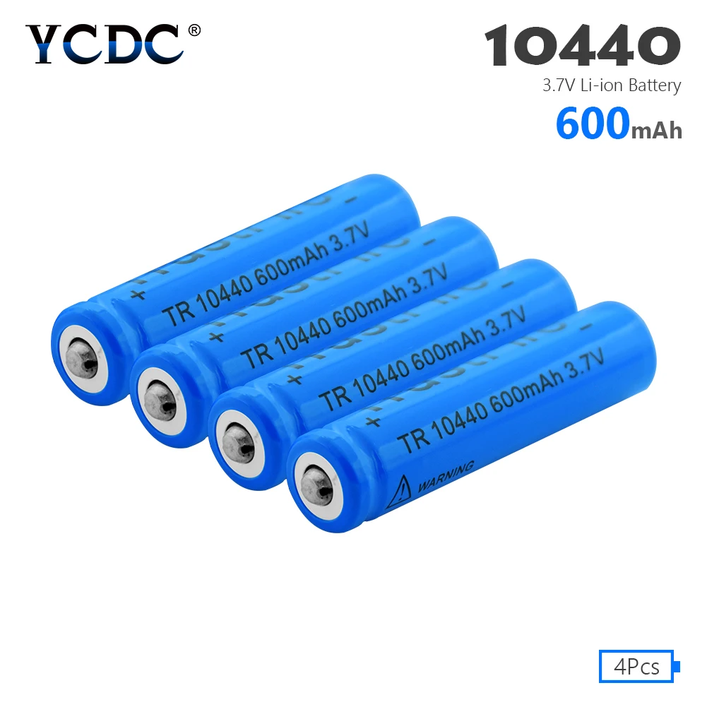 

2/4/8 Pcs 3.7V 10440 600mAh Lithium li ion batteries rechargeable batteries for torch LED light flashlight remote control
