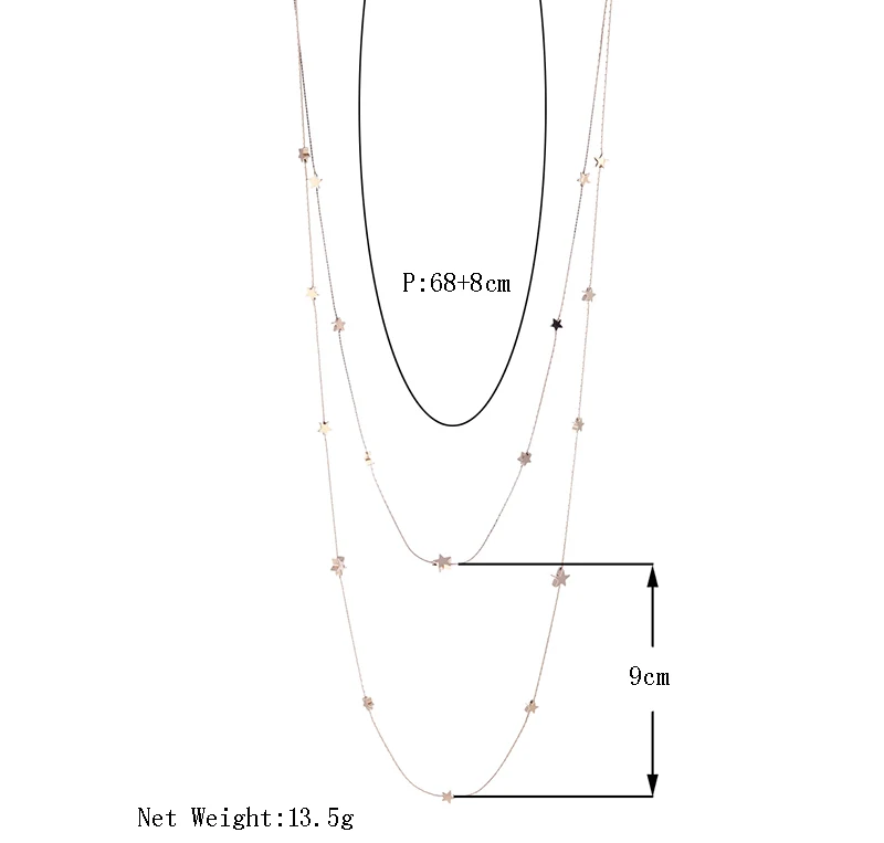Модное Длинное Двухслойное ожерелье из сплава с цепочкой золотого цвета Очаровательная подвеска в форме звезды ожерелье для женщин массивные ювелирные изделия подарок на день рождения