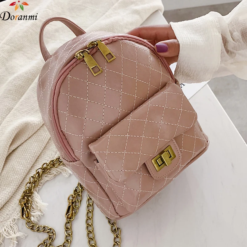 

DORANMI Diamond Lattice Women's Backpack 2019 Fashion Leather Schoolbag Female Classic Backpacks Small Mochila Back Bags DJB690