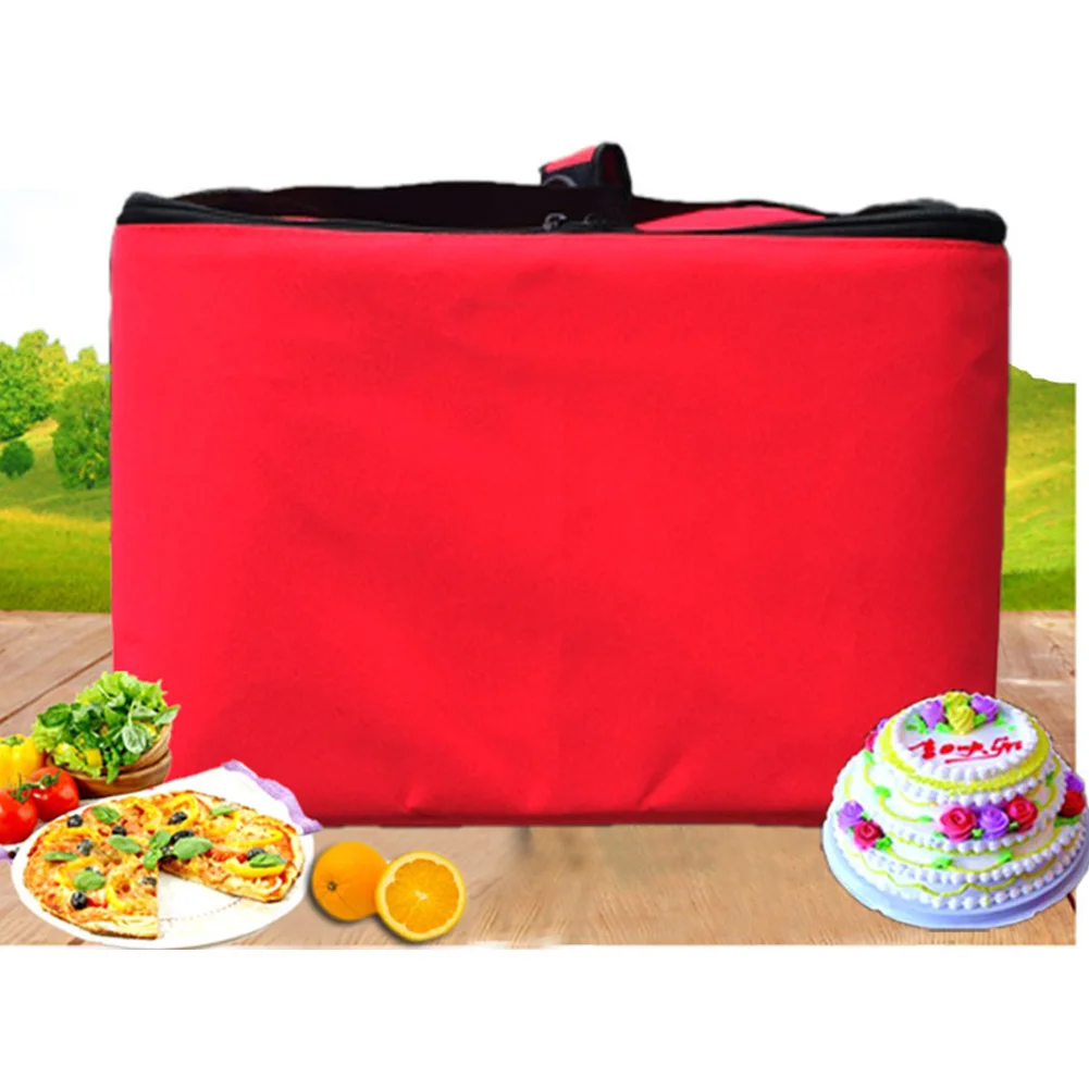 

16 Inch Pizza Delivery Bag Easy Use Box Holder Thermal Oxford Cloth Storage Durable Container Red Insulated Portable Strength