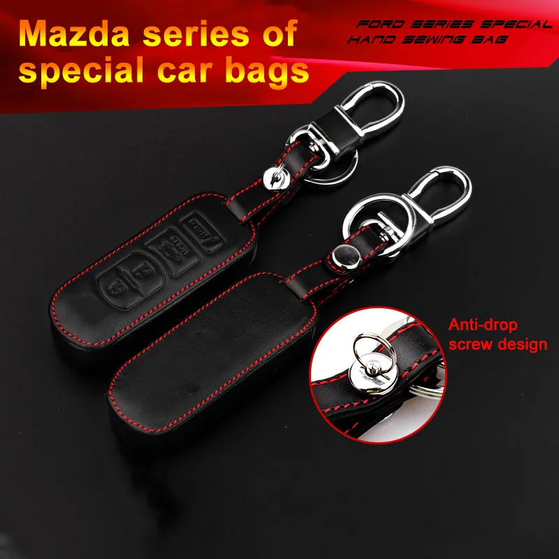 

ANZULWANG Car Key Chain Shell For MAZDA AXELA Atenza 6 Mazda3 Axela CX-5 Leather Car Key Chain Protective Sleeve Key Cover Case