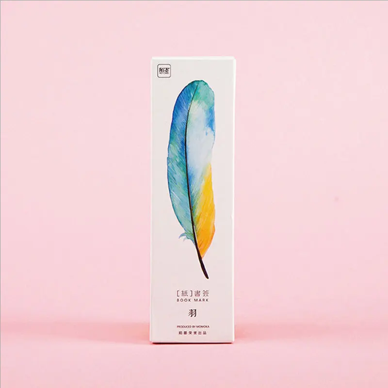 30pcs/box Beautiful feathers Gift Bookmarks Marker Stationery Gift Realistic Kawaii Cartoon Bookmarks Office School Supply