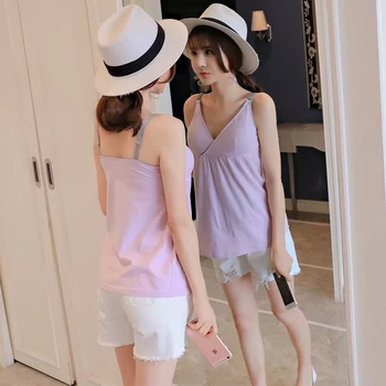 

2019 new cotton breastfeeding sling cross section month bottoming suit free wearing bra maternity dress