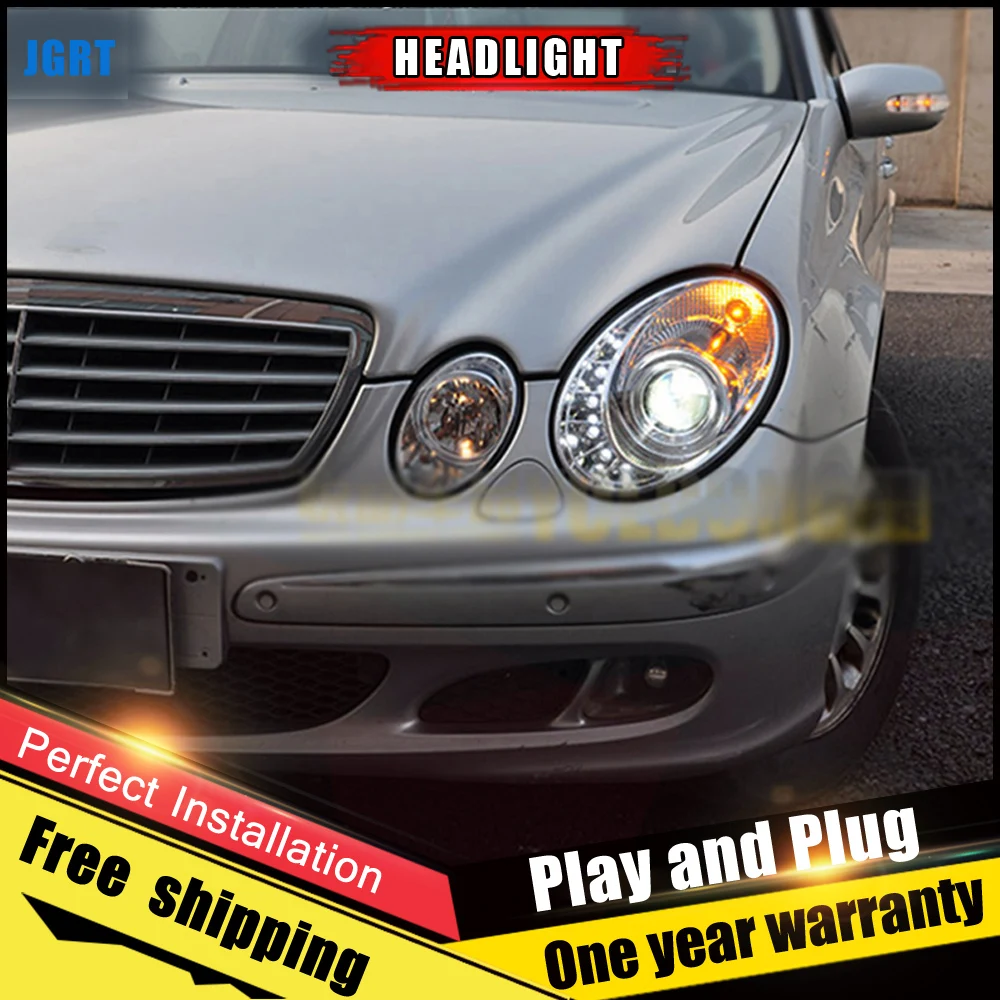 2 шт. автомобильный стиль светодиодный фары для Benz W211 2003-2009 W211 для головной лампы светодиодный DRL Объектив двойной луч H7 HID Xenon Биксеноновые линзы
