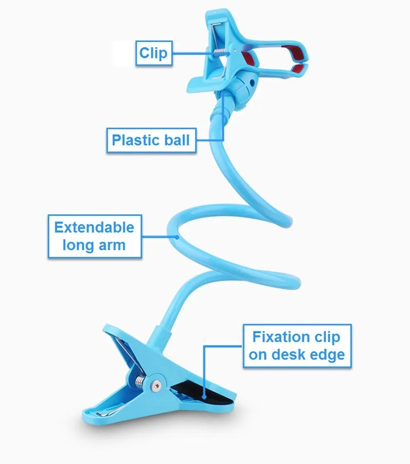 360 Вращающийся гибкий ленивый Настольный планшет с длинными ручками держатель Стенд кронштейн для селфи для iphone 7, для samsung