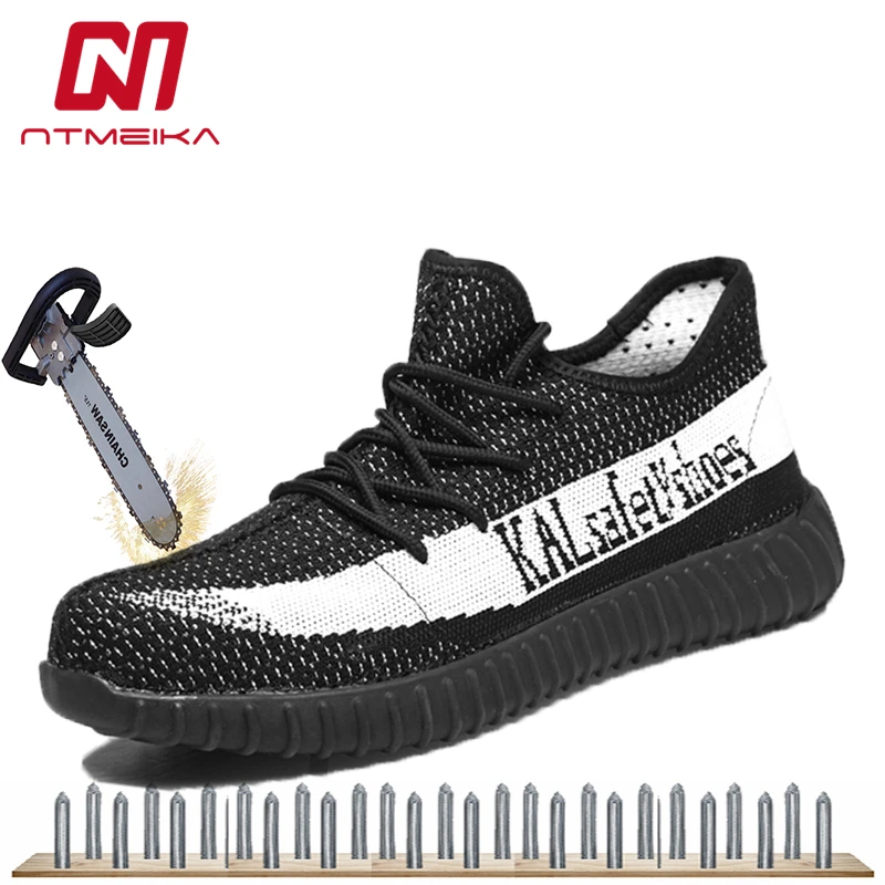 

Fashion Men Safety Shoes Steel Toe Construction Outdoor Work Boots Shoes Men Lightweight Mesh Sneakers Plus Size 36-45