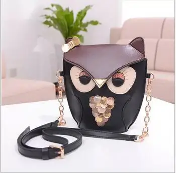 M587 Cute Animal Owl Pu Leather Messenger Bags Bag Small Size Girl Gift Wholesale | Багаж и сумки