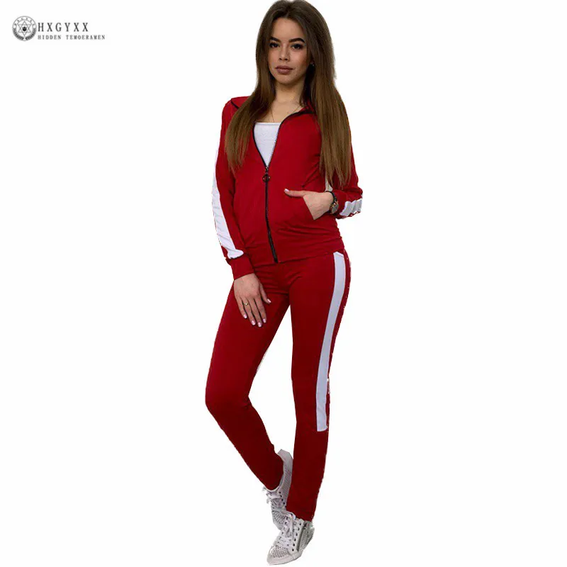 

2 Piece Set Women Sportswear Harajuku Sweatshirt Casual Long Sleeve Hooded Tracksuit Fitness Clothing Zipper Sports Suits B234