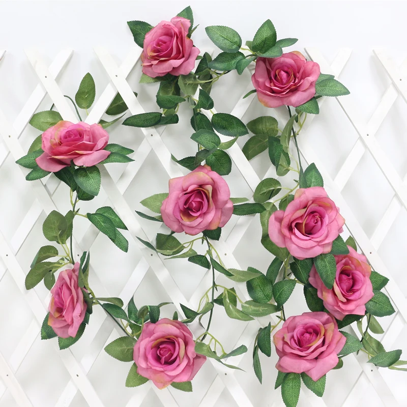 JAROWN Artificial 2m Multi Flower High Quality Rose Vine Fake Flower European Rose Home Wall Hanging Rattan Wedding Decor Flores (48)
