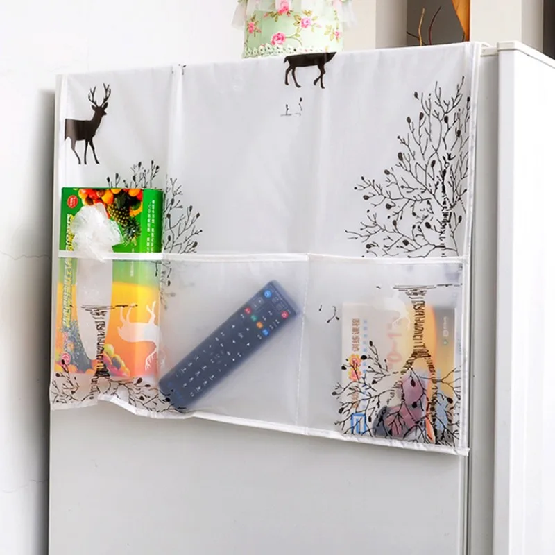 

PEVA Refrigerator Dust Cover With Pocket Storage Bag Washing Machine Storage Organizer Bags Hanging Bag Kitchen Supplies