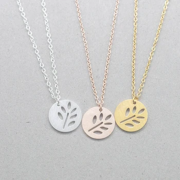 

10pcs Leaf Round Collar Delicate Necklace Tree Of Life Pendant Stainless Steel Collares Vintage Necklace Tattoo Choker