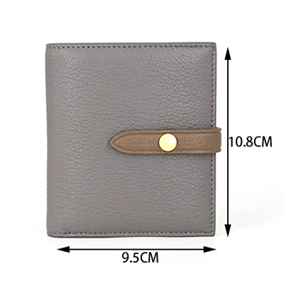 AETOO Goatskin кошелек женский ремень пряжка броские цветные кожаные сумки для карт короткий простой маленький кошелек - Цвет: Серый