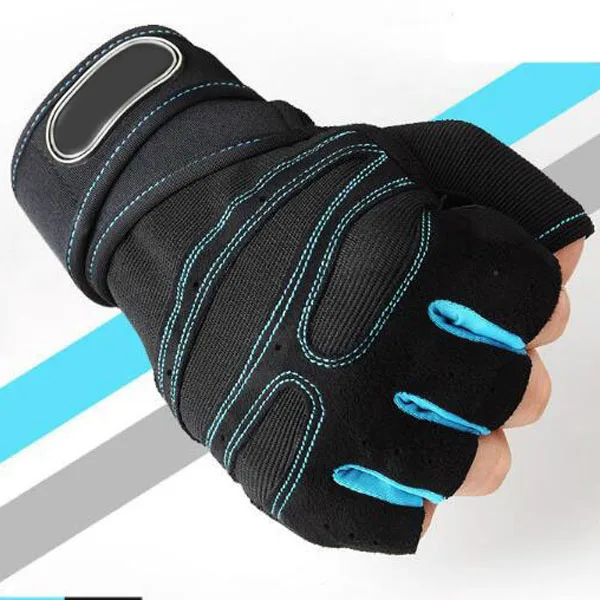 2pcs Weight Lifting Glove Half Finger Anti-skid Gym Training Fitness Gloves Bodybuilding Workout Sports Gym Gloves - Цвет: Небесно-голубой