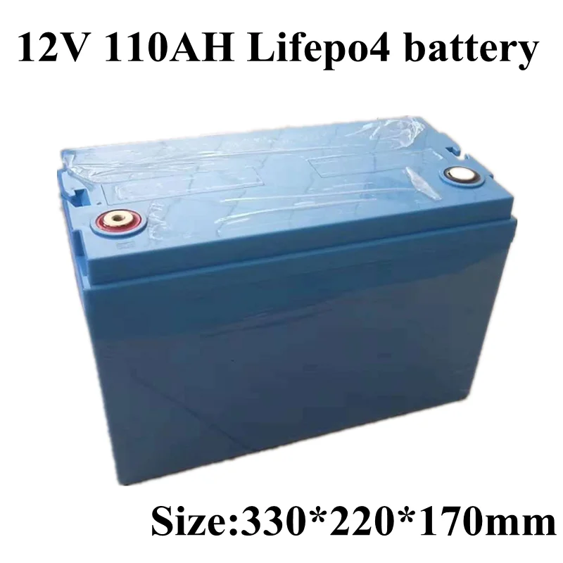 

Lifepo4 12V 110AH battery with 100A BMS 4S 12.6V for Solar Energy searchlight LED lamps monitoring equipment +10A Charger