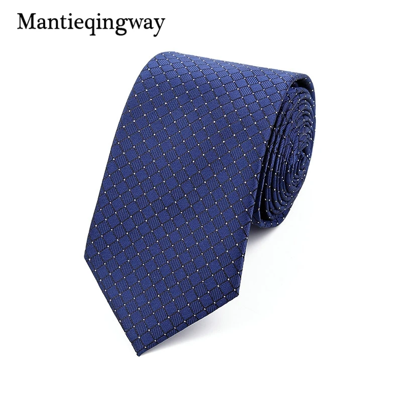 Mantieqingway 7,5 см галстук из полиэстера галстуки для мужчин деловые свадебные костюмы Gravatas плед полосатый галстук для мужские вечерние