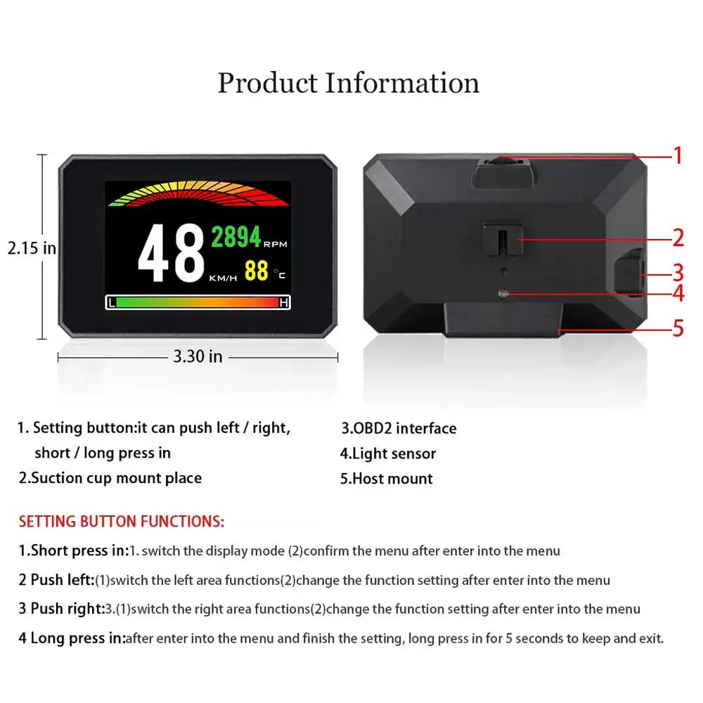 Автомобиль Head Up Дисплей ветрового стекла проектор OBD2 вождения компьютер Overspeed Предупреждение Системы расход топлива, пробег данных