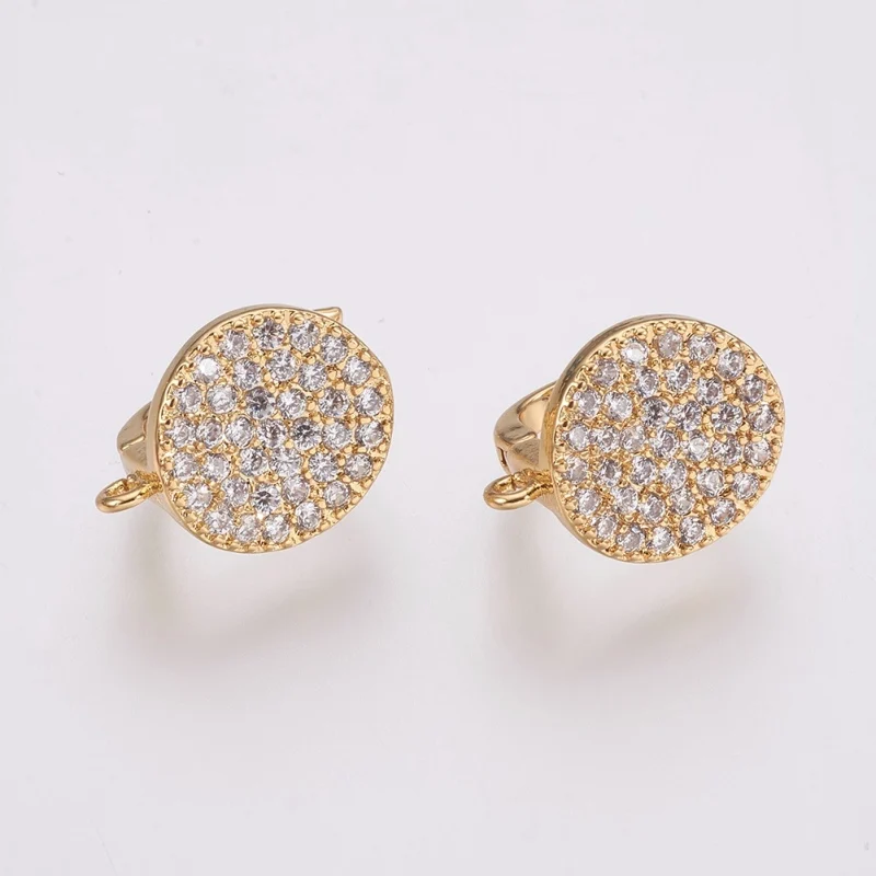 Flat Round Gold 20 шт. Латунные Микро серьги-кольца с кубическим цирконием, золотые серьги для DIY, серьги для изготовления ювелирных изделий, товары для рукоделия - Окраска металла: Flat Round Gold