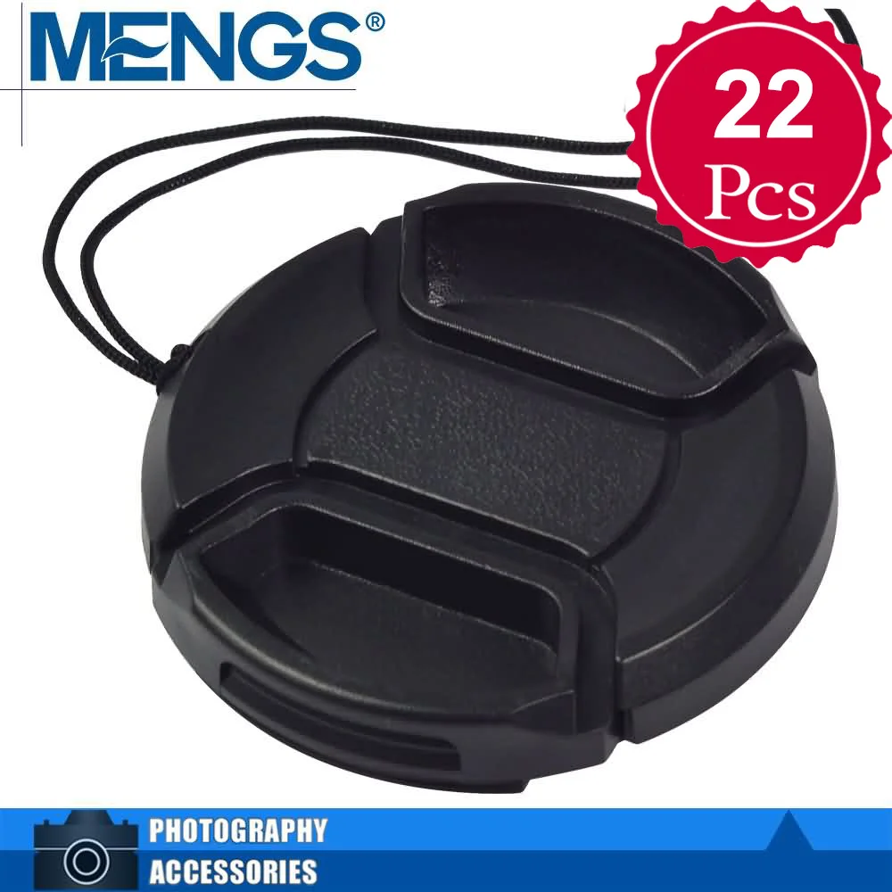 MENGS 22Pcs per pack 49mm Snap On Lens Cap Cover With String / Leash