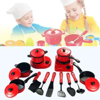 

13Pcs Kitchen Pretend Play House Toy Set Utensils Cooking Pot Pan Cookware Role Play Miniature Simulation Cook Gift For Children